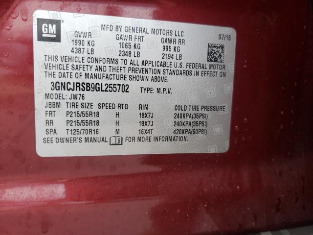 2016 CHEVROLET TRAX LTZ 3GNCJRSB9GL255702
