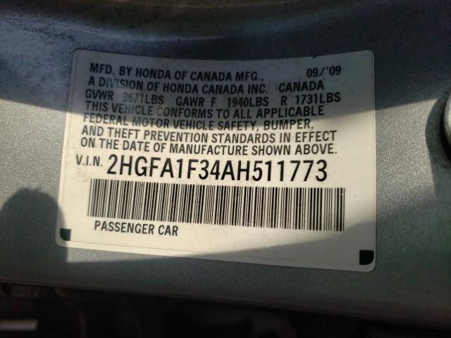 2010 HONDA CIVIC VP 2HGFA1F34AH511773
