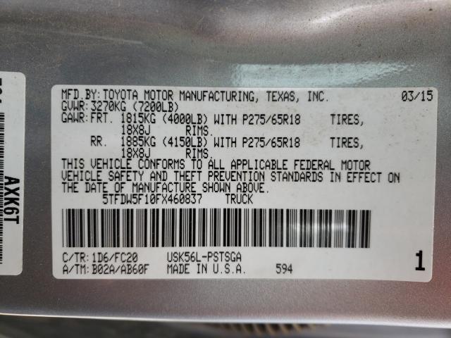 2015 TOYOTA TUNDRA 4X4 5TFDW5F10FX460837
