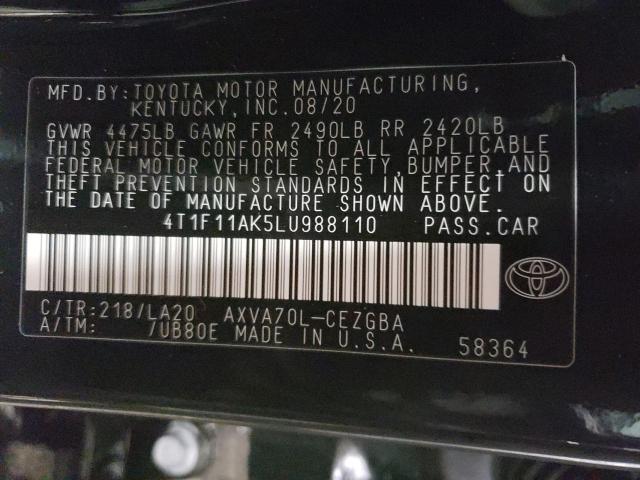 2020 TOYOTA CAMRY XLE 4T1F11AK5LU988110