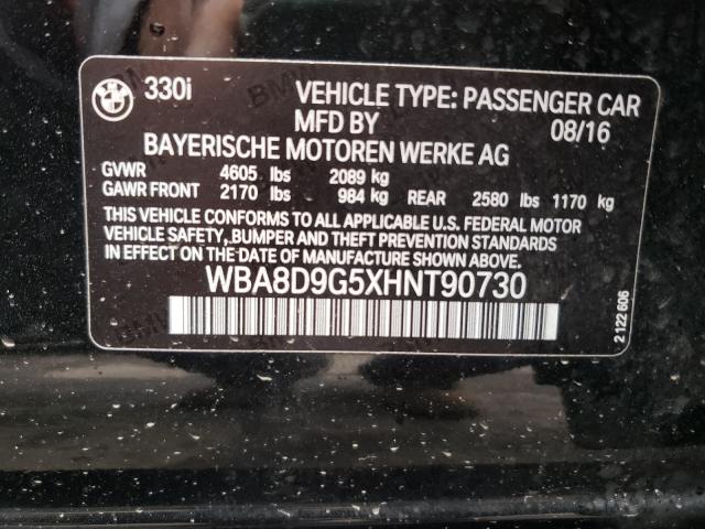2017 BMW 330 XI WBA8D9G5XHNT90730