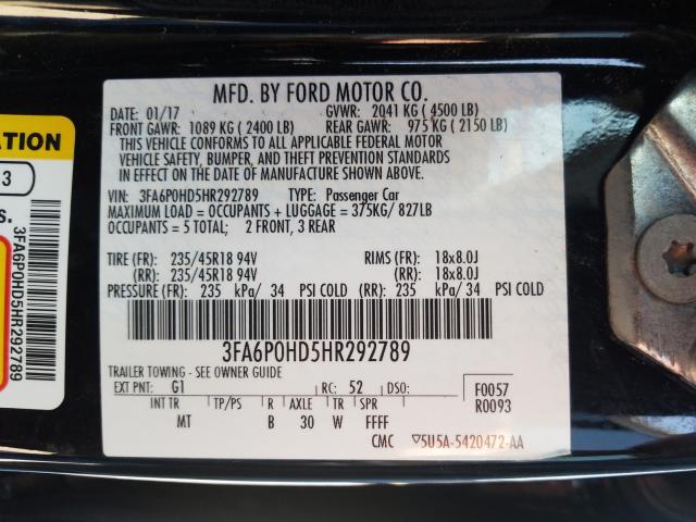 2017 FORD FUSION SE 3FA6P0HD5HR292789