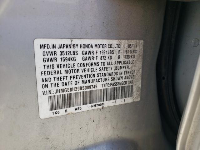 2011 HONDA FIT JHMGE8H39BS009749