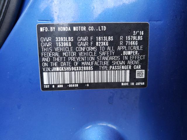 2016 HONDA FIT LX JHMGK5H59GX028885