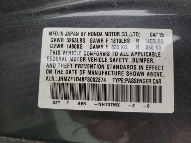 2015 HONDA CR-Z JHMZF1D48FS002874
