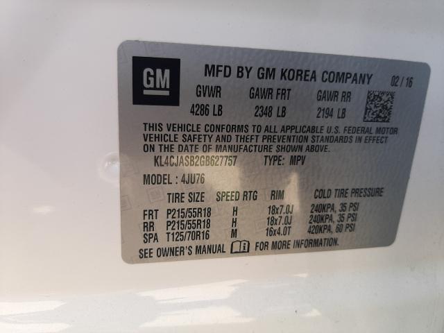 2016 BUICK ENCORE KL4CJASB2GB627757