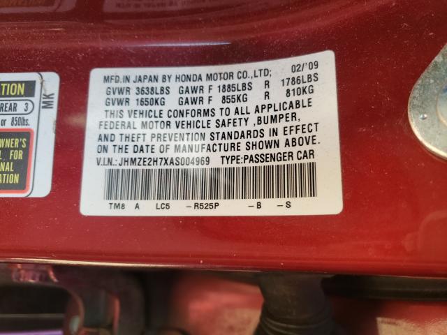 2010 HONDA INSIGHT EX JHMZE2H7XAS004969