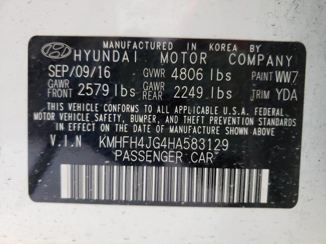 2017 HYUNDAI AZERA LIMI KMHFH4JG4HA583129