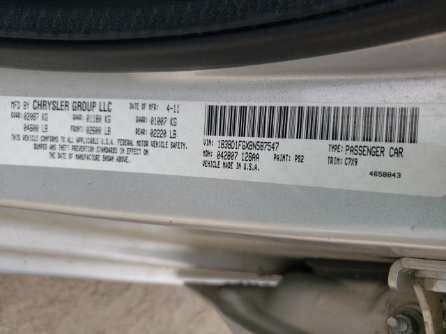 2011 DODGE AVENGER MA 1B3BD1FGXBN587547