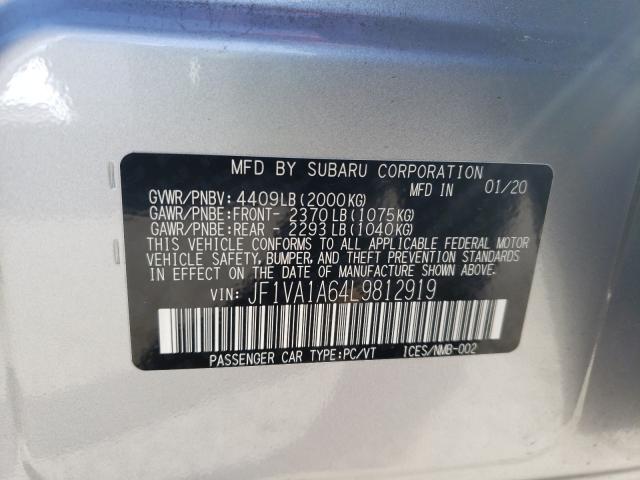 2020 SUBARU WRX JF1VA1A64L9812919