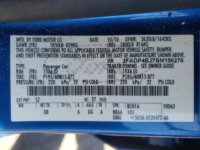 2011 FORD FIESTA 3FADP4BJ7BM156276