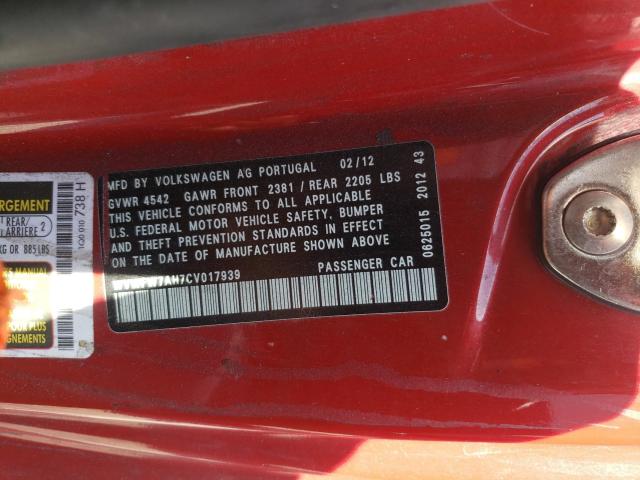 2012 VOLKSWAGEN EOS LUX WVWFW7AH7CV017939