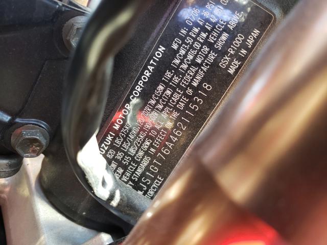 2006 SUZUKI GSX-R1000 JS1GT76A462115318