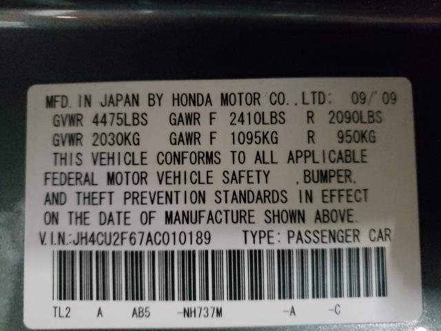 2010 ACURA TSX JH4CU2F67AC010189