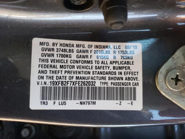 2015 HONDA CIVIC SE 19XFB2F7XFE262032
