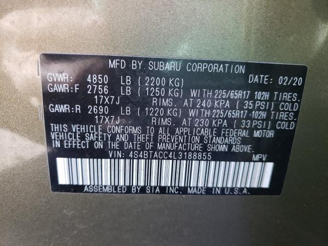 2020 SUBARU OUTBACK PR 4S4BTACC4L3188855
