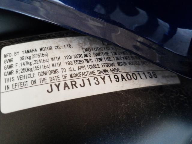 2009 YAMAHA FZ6 SHG JYARJ13Y19A001138