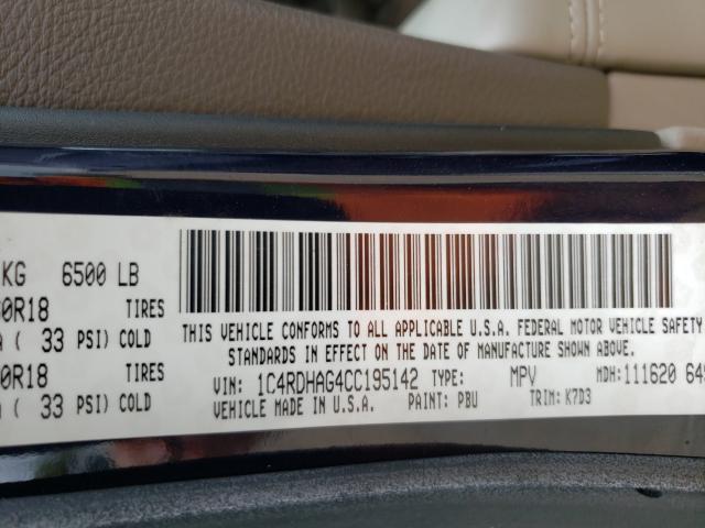 2012 DODGE DURANGO SX 1C4RDHAG4CC195142
