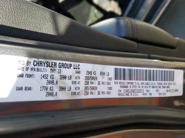 2012 DODGE DURANGO CR 1C4RDJDG8CC322512
