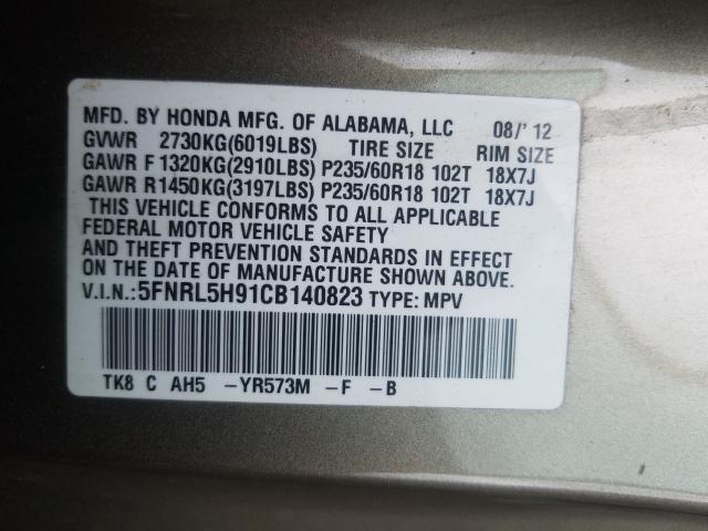 2012 HONDA ODYSSEY TO 5FNRL5H91CB140823