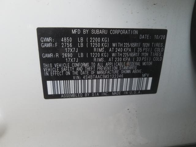 2021 SUBARU OUTBACK 4S4BTAAC5M3132346