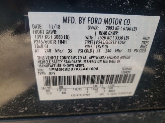 2019 FORD EXPLORER X 1FM5K8D87KGA61608