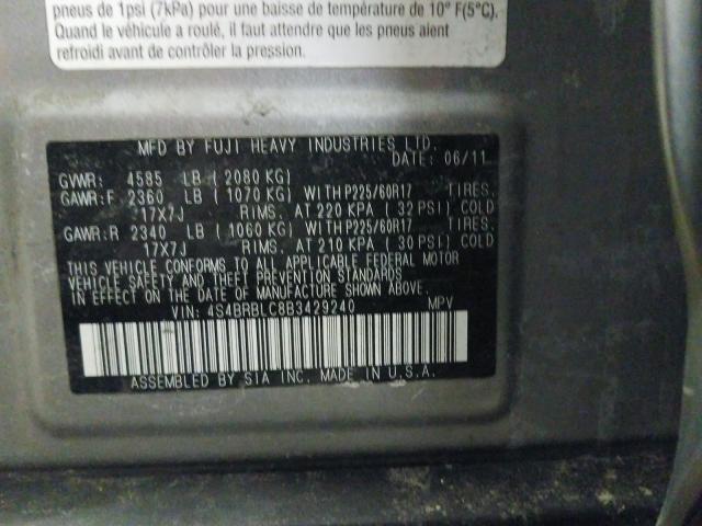 2011 SUBARU OUTBACK 2. 4S4BRBLC8B3429240