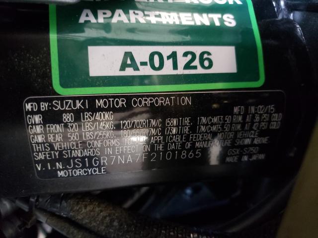 2015 SUZUKI GSX-S750 JS1GR7NA7F2101865