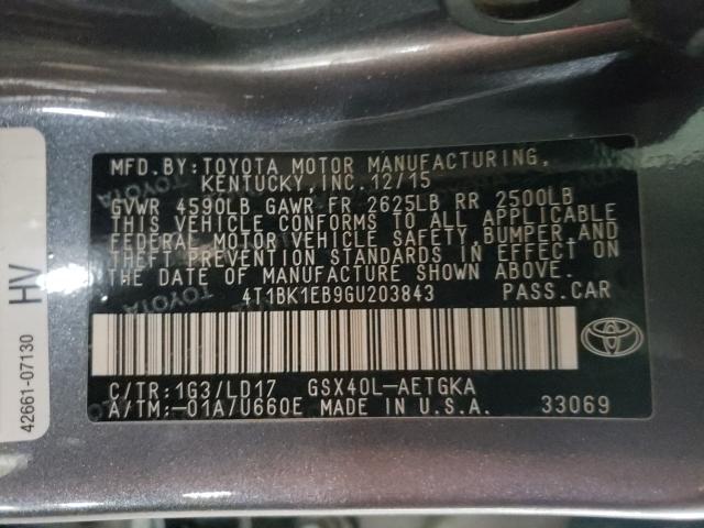 2016 TOYOTA AVALON XLE 4T1BK1EB9GU203843