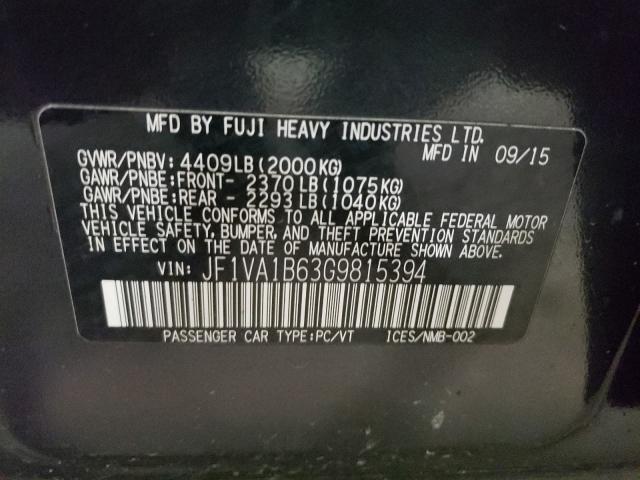 2016 SUBARU WRX JF1VA1B63G9815394