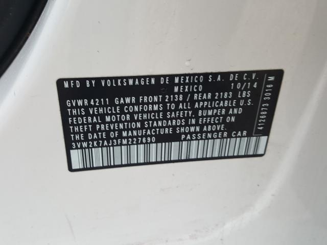 2015 VOLKSWAGEN JETTA BASE 3VW2K7AJ3FM227690