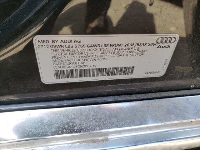 2013 AUDI A8 QUATTRO WAUAGAFD3DN006705