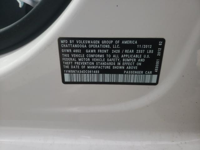 2013 VOLKSWAGEN PASSAT SE 1VWBN7A34DC061493
