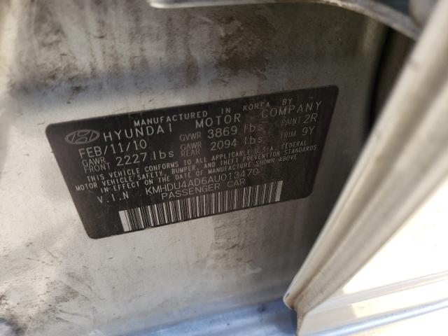 2010 HYUNDAI ELANTRA BL KMHDU4AD6AU013470