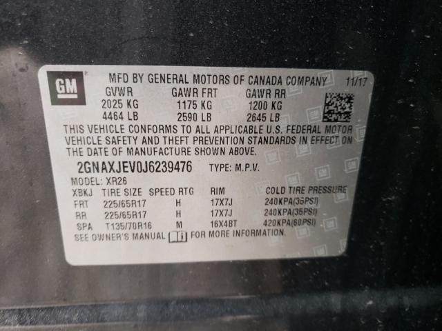 2018 CHEVROLET EQUINOX LT 2GNAXJEV0J6239476