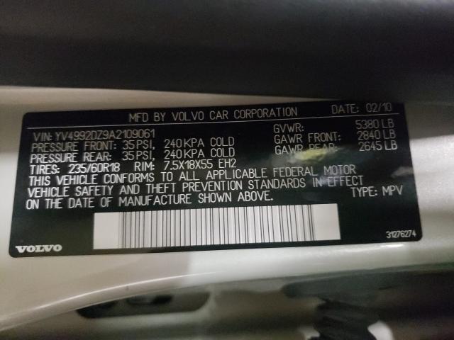 2010 VOLVO XC60 T6 YV4992DZ9A2109061