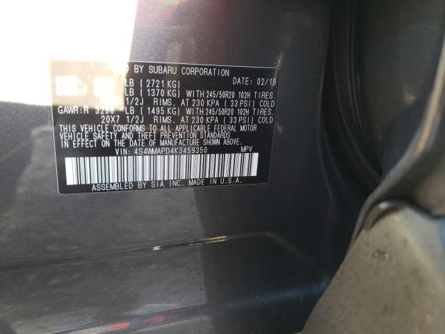 2019 SUBARU ASCENT LIM 4S4WMAPD4K3459350