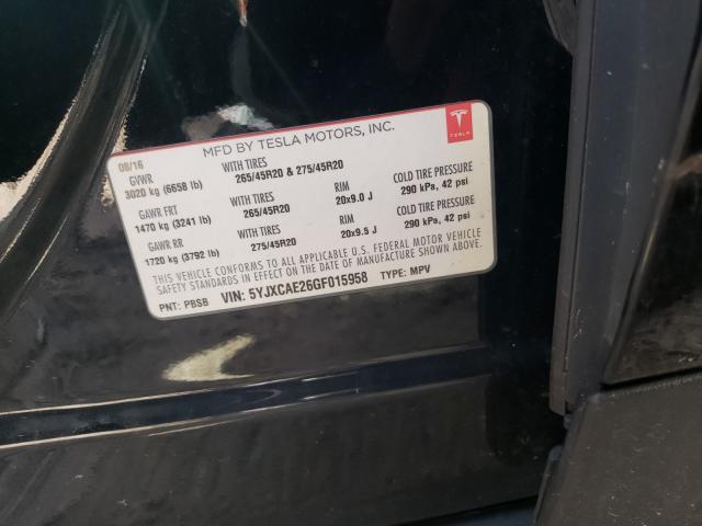 2016 TESLA MODEL X 5YJXCAE26GF015958