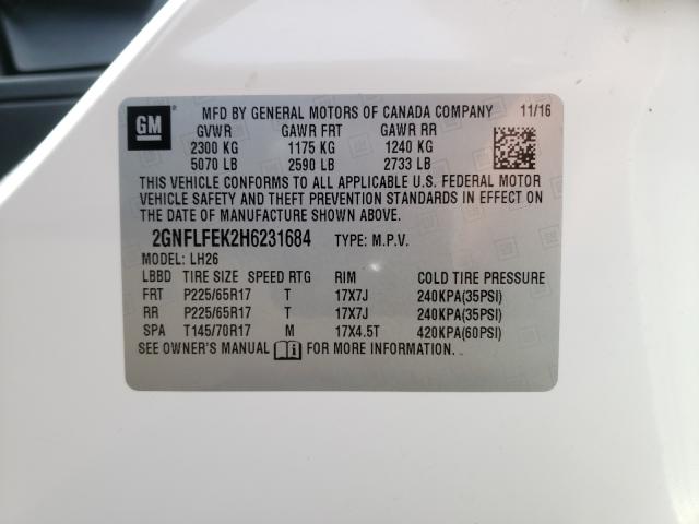 2017 CHEVROLET EQUINOX LT 2GNFLFEK2H6231684