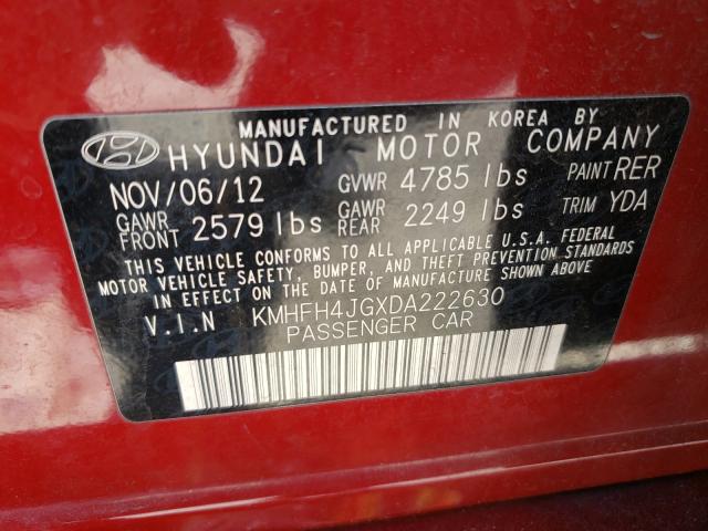 2013 HYUNDAI AZERA GLS KMHFH4JGXDA222630