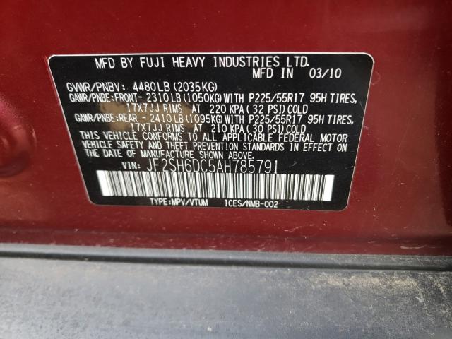 2010 SUBARU FORESTER JF2SH6DC5AH785791