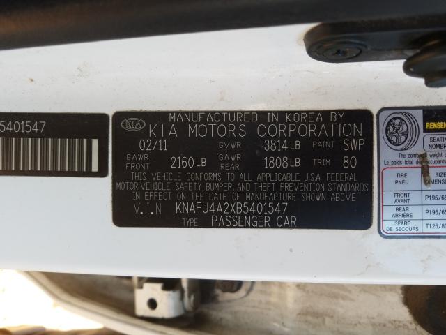 2011 KIA FORTE KNAFU4A2XB5401547