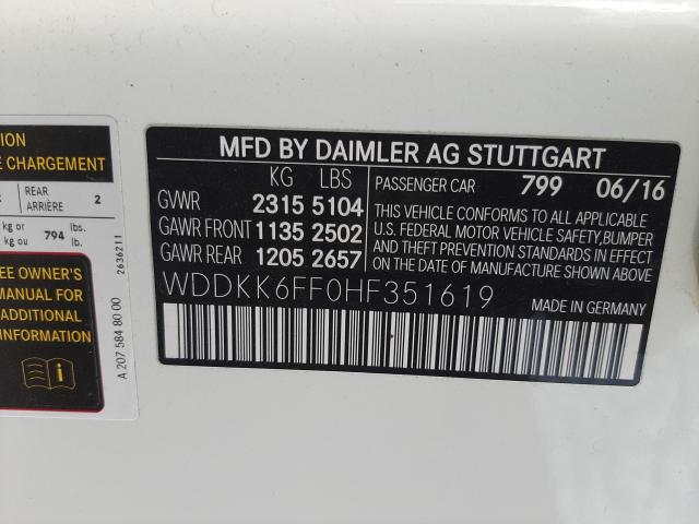 2017 MERCEDES-BENZ E 400 WDDKK6FF0HF351619