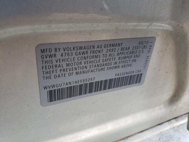2010 VOLKSWAGEN CC VR6 4MO WVWGU7AN1AE555257