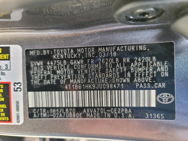2018 TOYOTA CAMRY XSE 4T1B61HK9JU098471