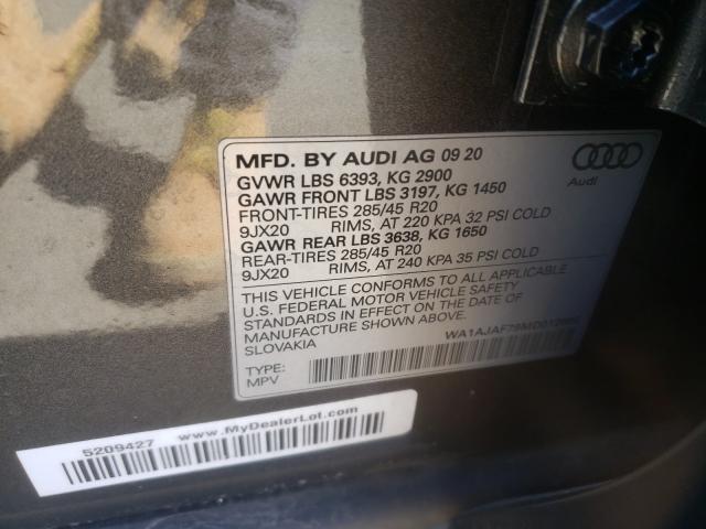 VIN WA1AJAF79MD012989 2021 Audi Q7, Premium no.10