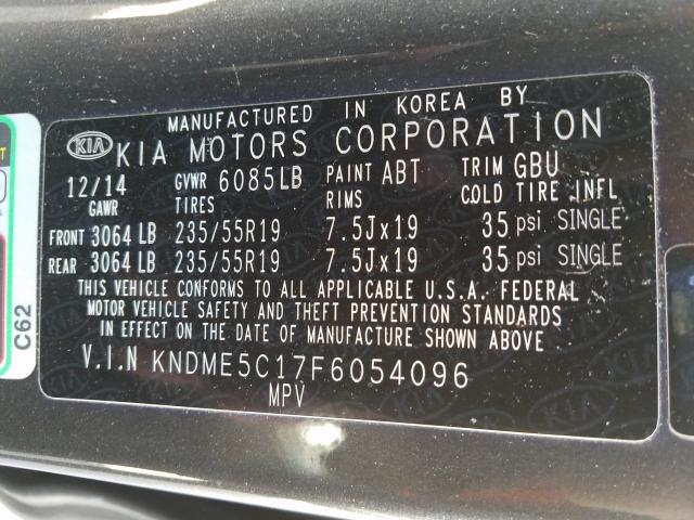 2015 KIA SEDONA SXL KNDME5C17F6054096
