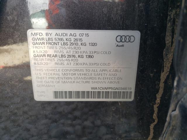 2016 AUDI Q5 TDI PRE WA1CVAFP5GA034619