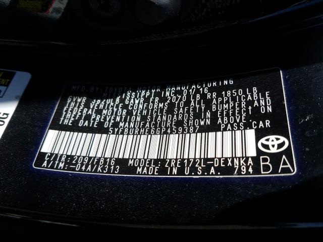 2016 TOYOTA COROLLA L 5YFBURHE6GP459387