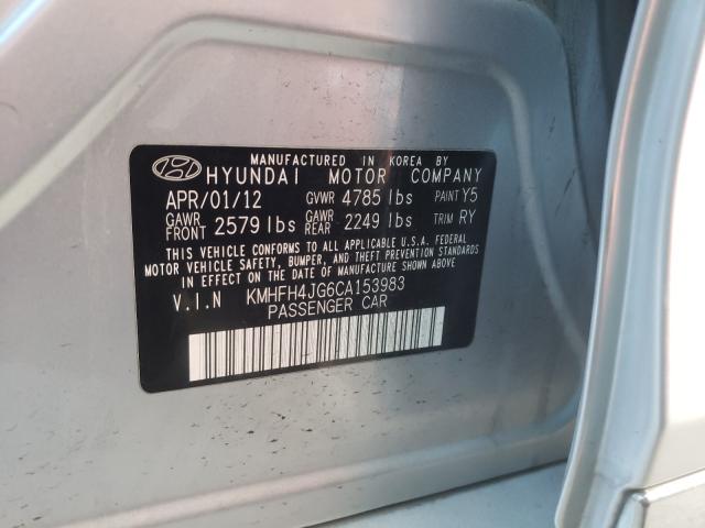 2012 HYUNDAI AZERA GLS KMHFH4JG6CA153983